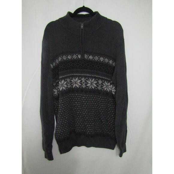 Croft & Barrow Gray Fair Isle Sweater XXL Men’s Half-Zip Pullover Cotton VTG - Picture 1 of 7